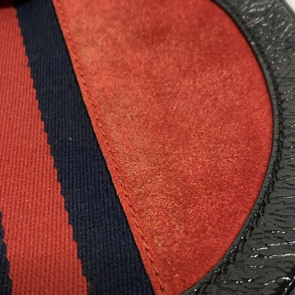 Auth GUCCI Ophidia 550618 Red Black Navy Suede Leather Shoulder Bag - Picture 12 of 16